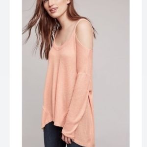 Anthropologie Delettta blush cold shoulder top